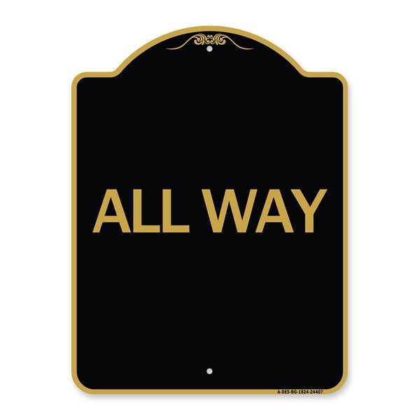 Amistad 18 x 24 in. Designer Series Sign - All Way, Black & Gold AM2180657